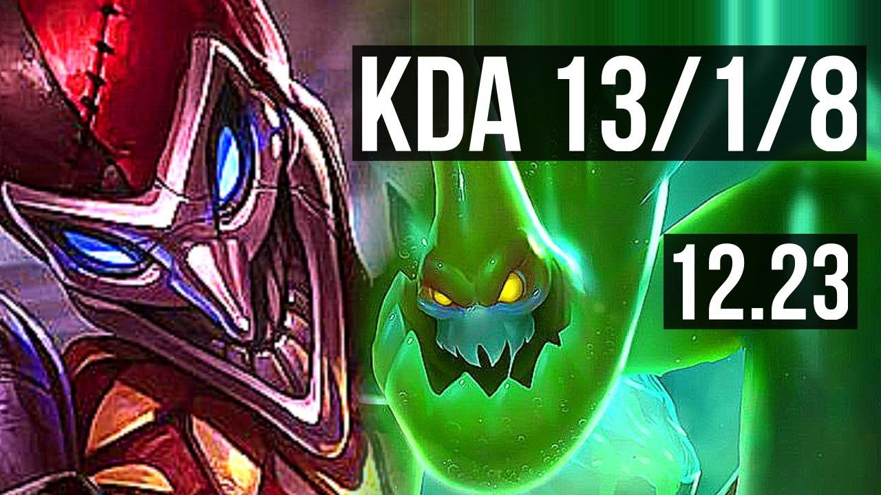 SHACO vs ZAC (JNG) | 13/1/8, Legendary, 1000+ games, 1.0M mastery | KR Master | 12.23