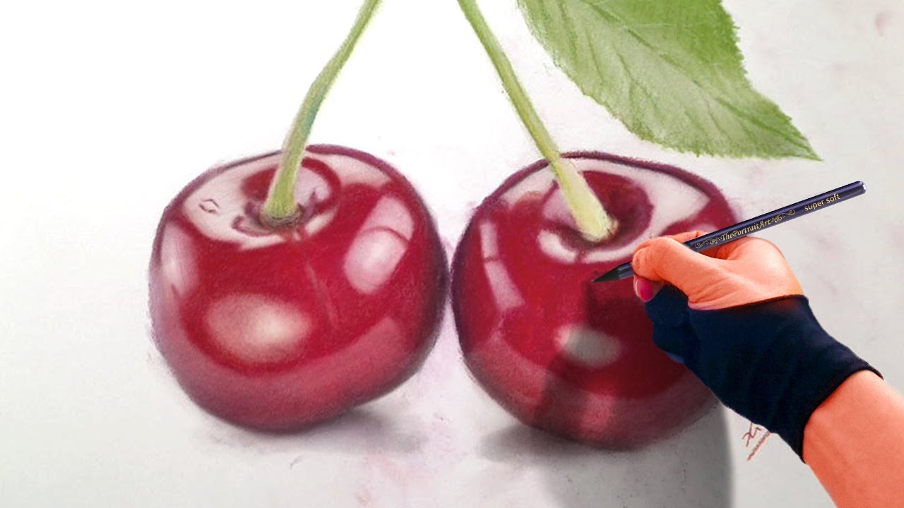 Process - Realistic Drawing Of Cherries - FREE Art Tutorials (link in desc)