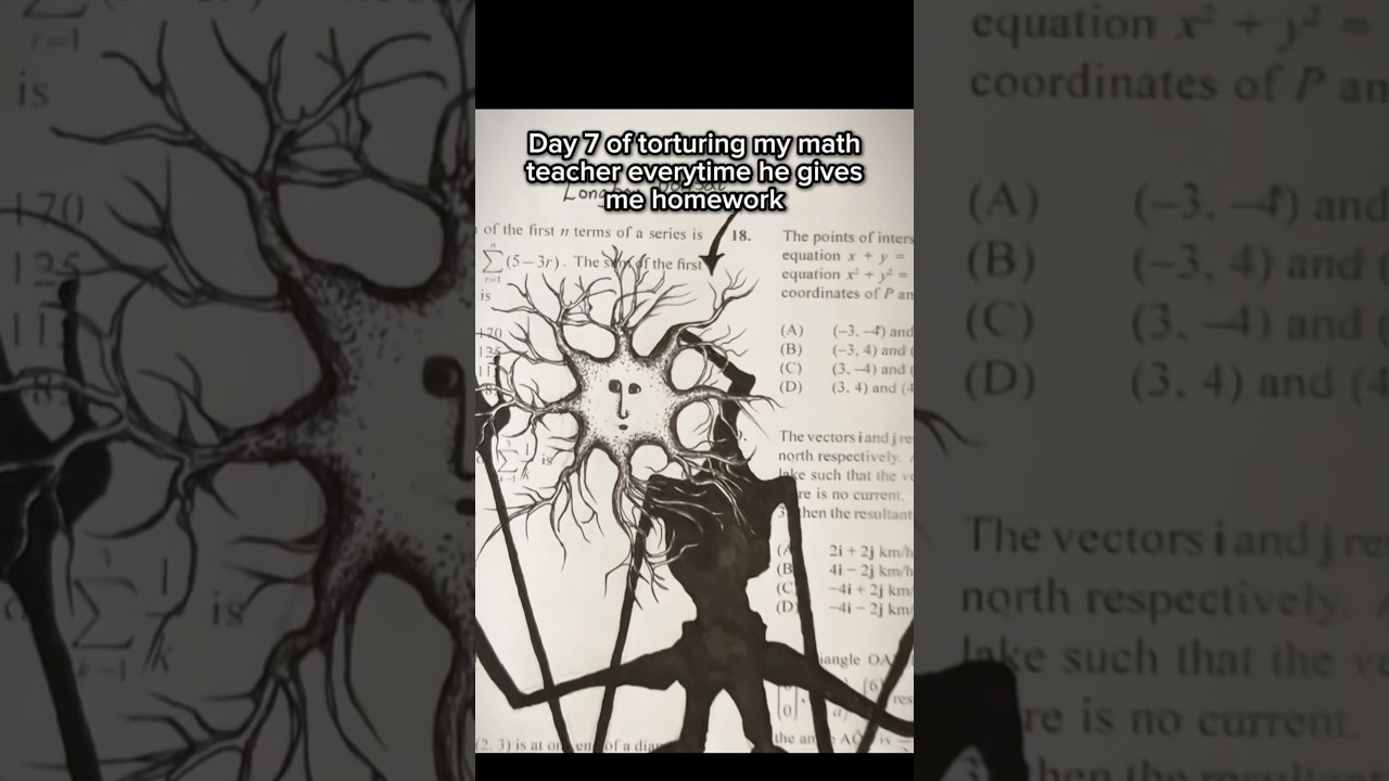 day 7 of torturing my math teacher everytime she gives me homework #art #horror #drawing #shorts