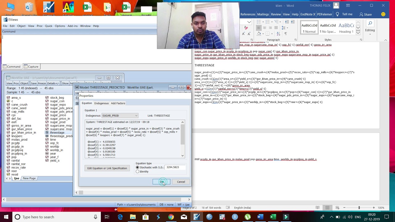 Three Stage Least Square (3SLS) estimation and Simulation of policy variables with E-Views