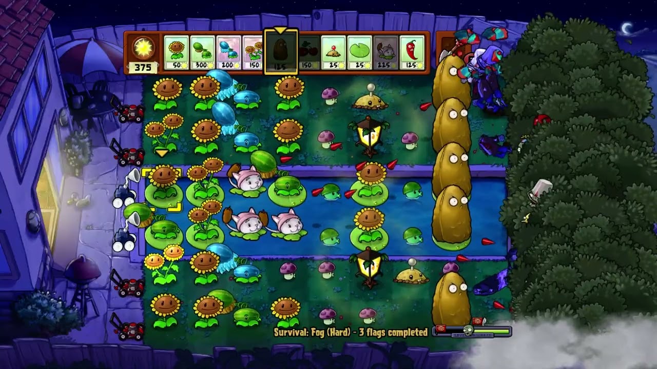 Plants vs Zombies 1 - Survival: Fog Hard - Survival Mode 2009 #HARD #survival #survival:foghard