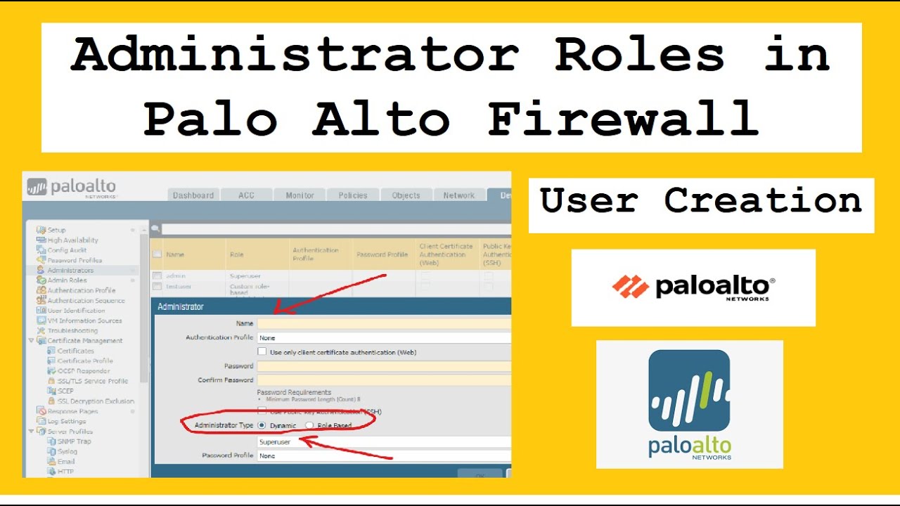 Administrator Role in Palo Alto Firewall | Admin user creation | Authentication types in Palo Alto