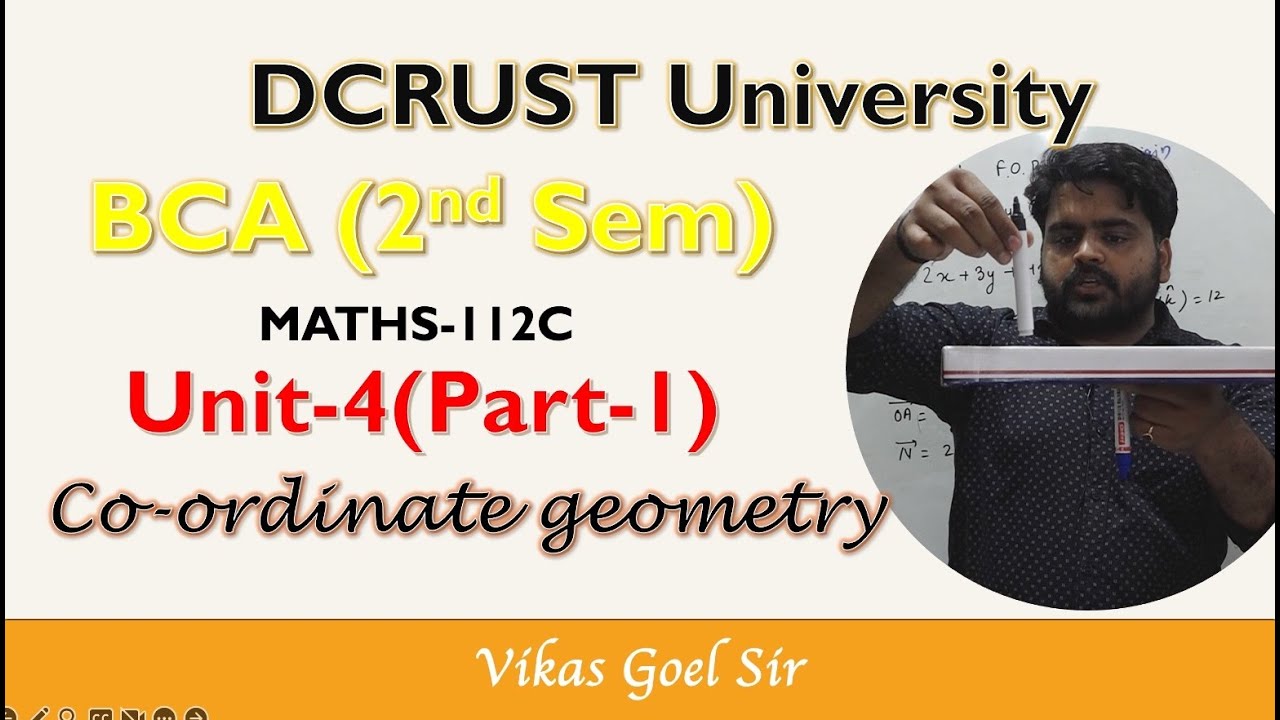 BCA 1st year | Unit 4 | PART-1|Co-ordinate Geometry |Mathology Classes||By:Vikas Goel #bcamaths