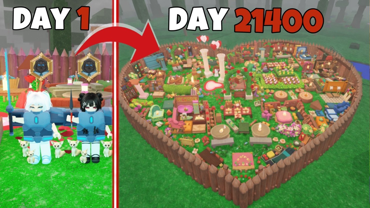 21,400 Days To Build The BEST Valentines Base In 99 Nights In The Forest