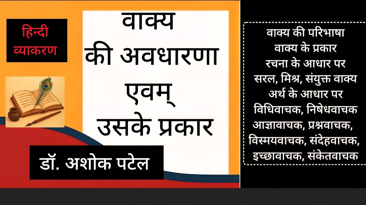 वाक्य की अवधारणा एवं  रचना और अर्थ की द्रष्टि से वाक्य के प्रकार