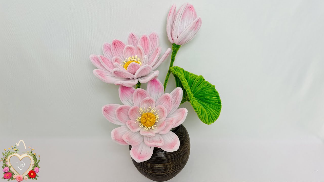 Lotus flowers made of wire✨chenille How to make lotus flowers with your own hands