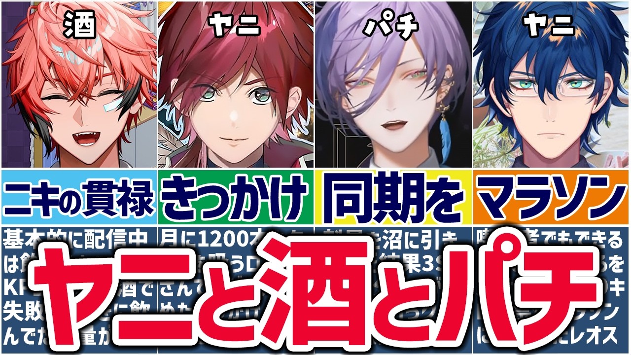 🌈にじさんじ🕒酒カス・パチカス・ヤニカスなライバーまとめ！【切り抜き×ゆっくり解説】