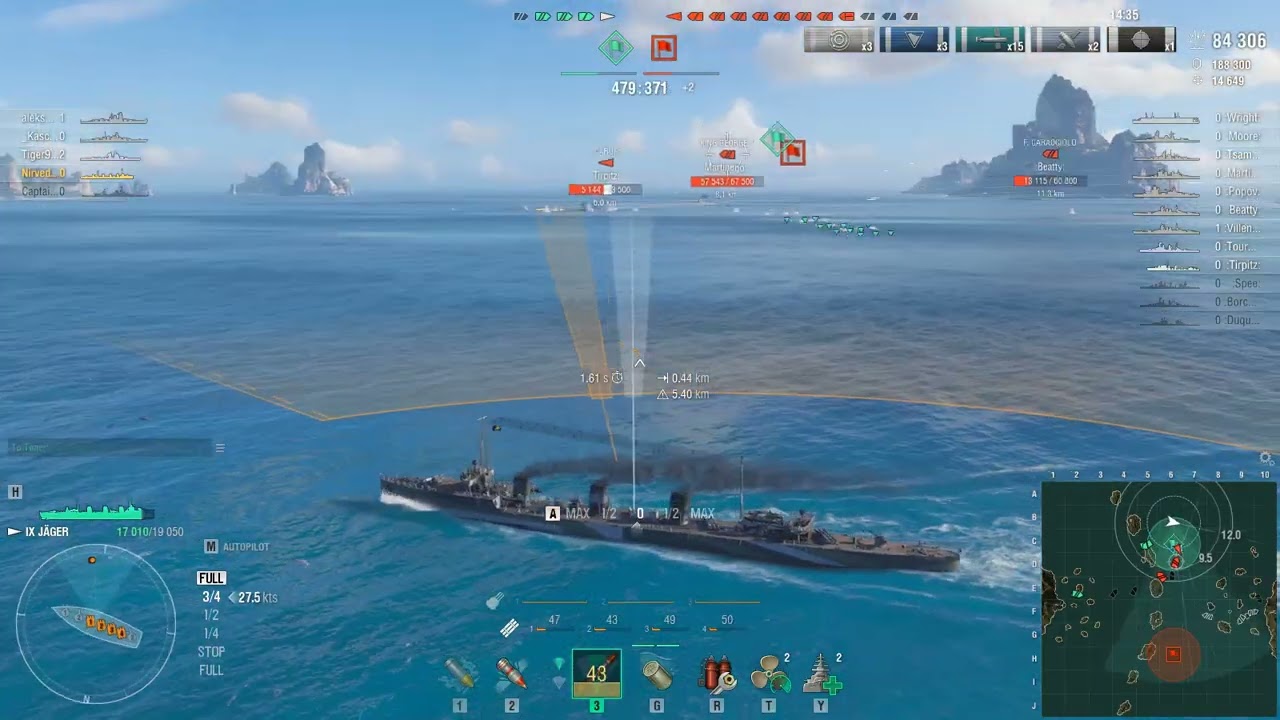 World of Warships IX JAGER EUROPEAN DESTROYER gameplay