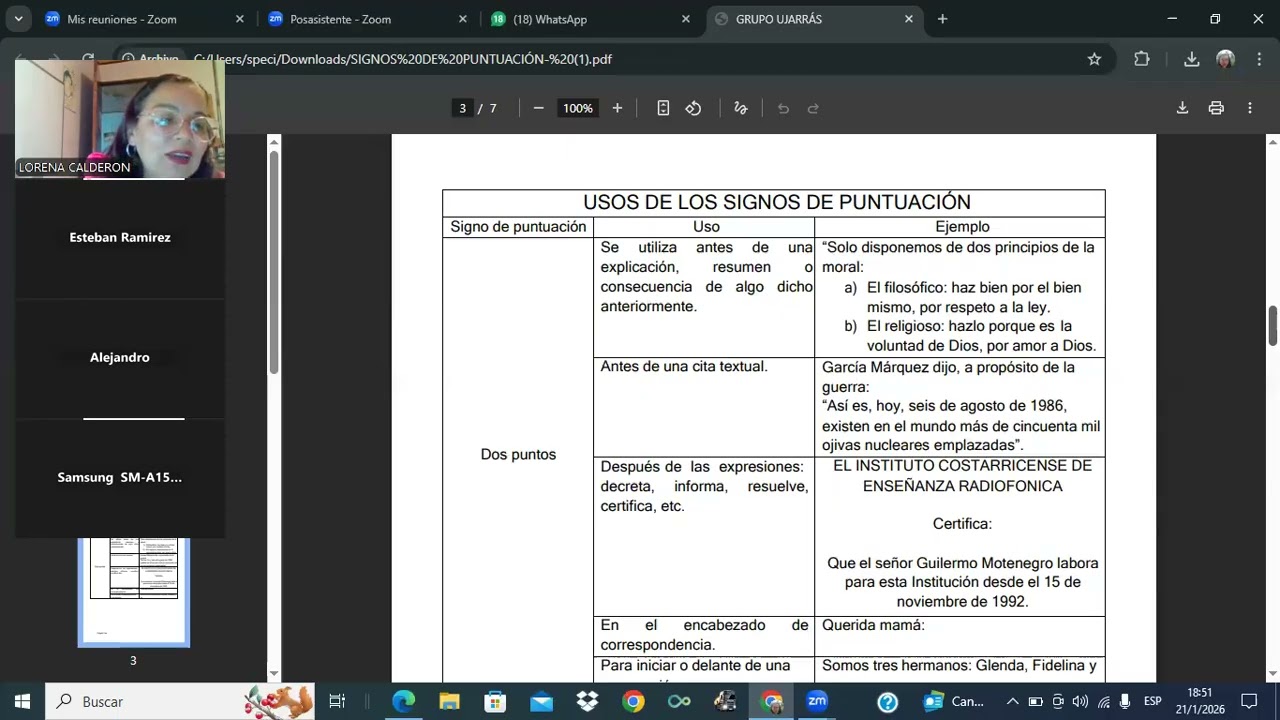 Primera clase de español signos de puntuacion