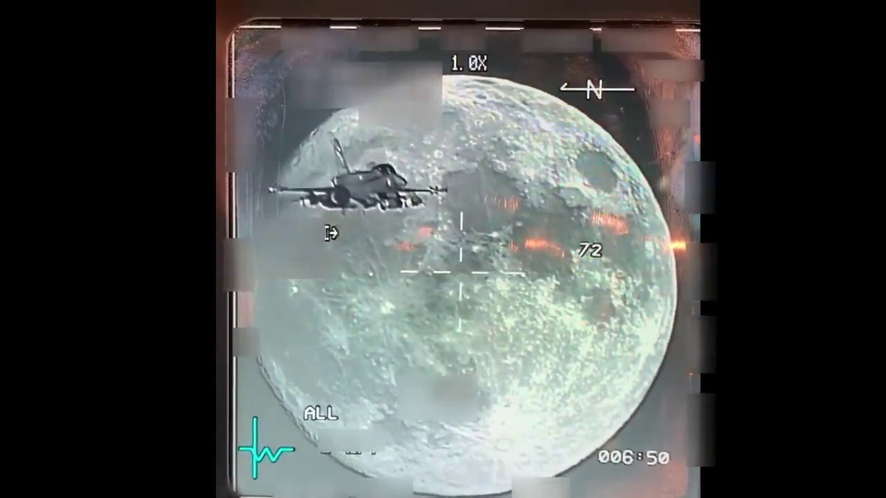 Moonshot: Full Moon on Eye of Turkish F-16's Sniper Pod During Night Flight