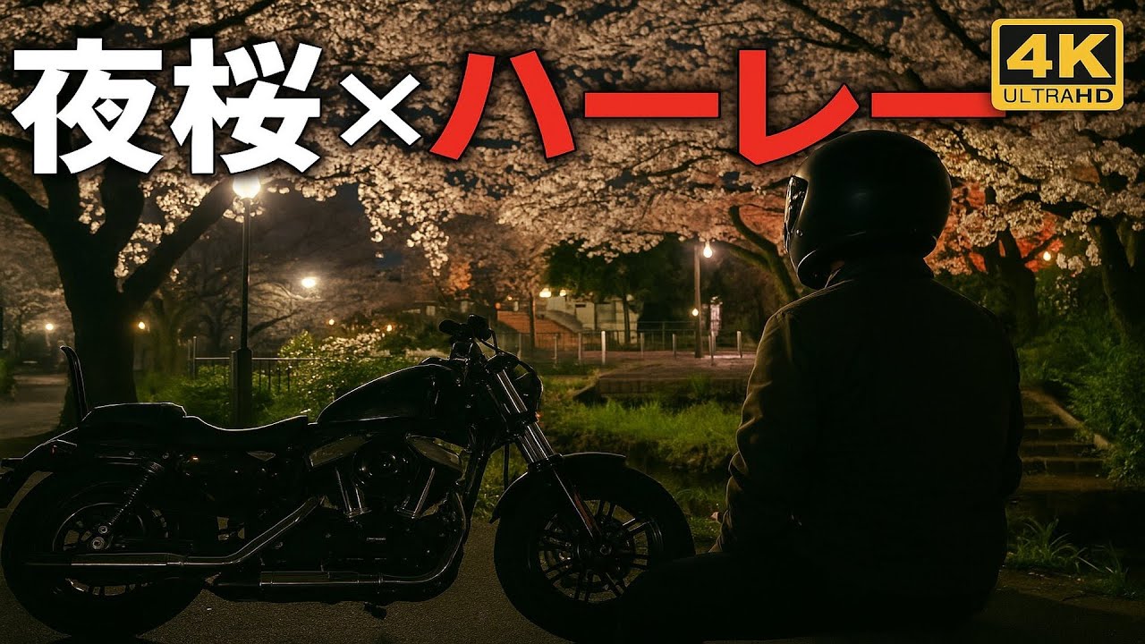 【高音質】夜のお花見ツーリング【スポーツスター xl1200x フォーティエイト】