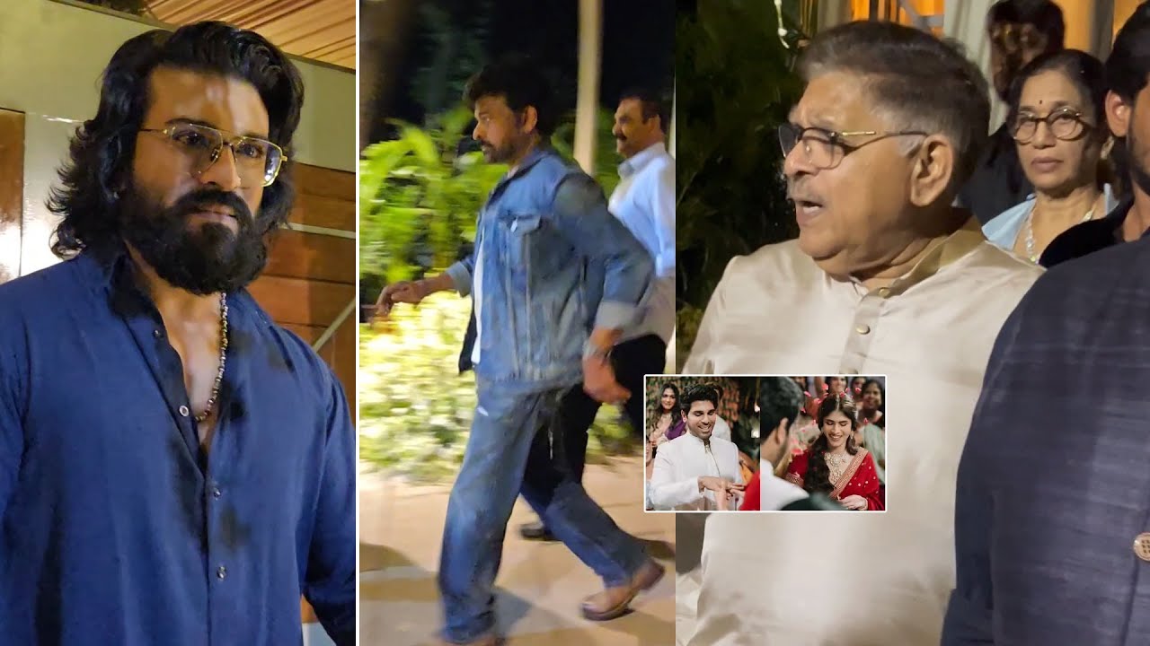 Chiranjeevi, Ram Charan, Allu Aravind & Others Visuals @ Allu Sirish - Nayanika Engagement