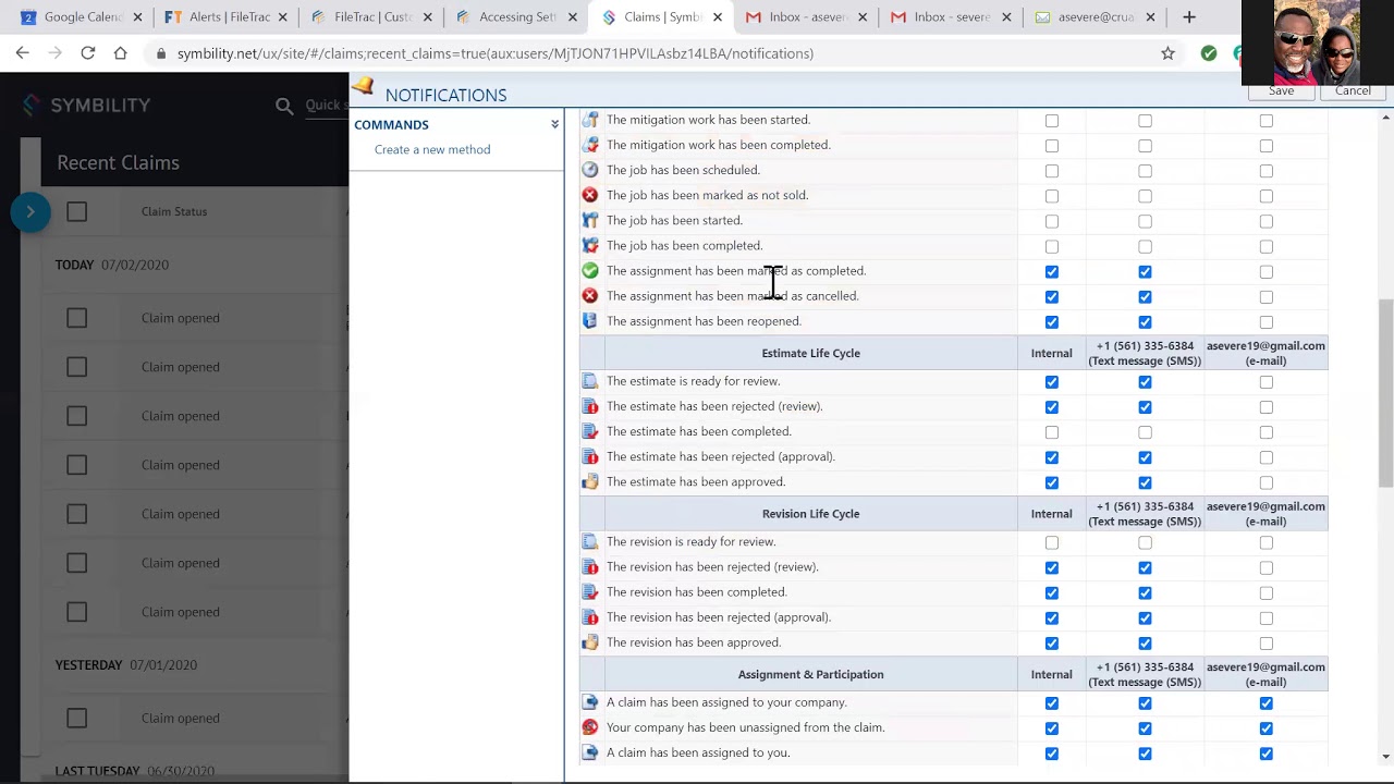 Setting up notifications on Symbility Claims Connect