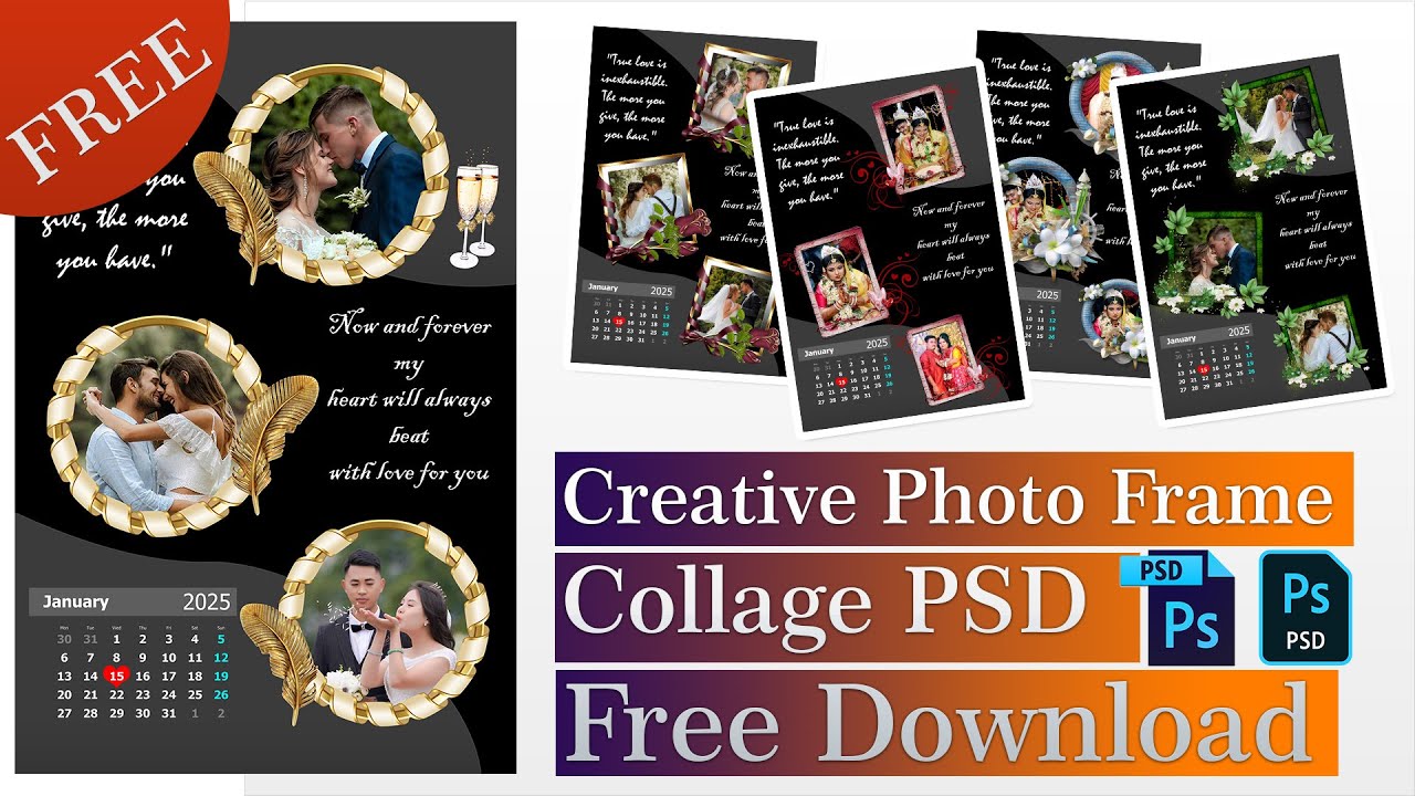 Creative Photo Frame Collage PSD Free Download Now!