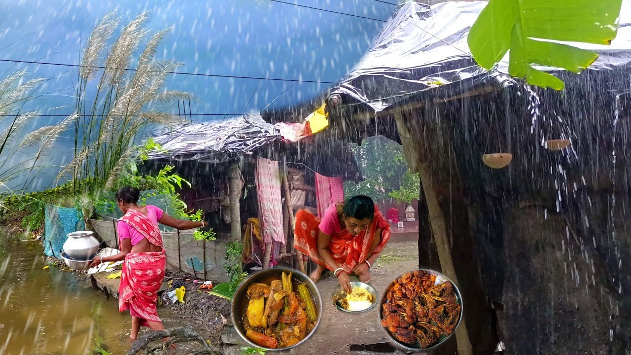 Morning Routine In Heavy Rain। Cooking Traditional Lunch। Indian Village Life। Village lifestyle
