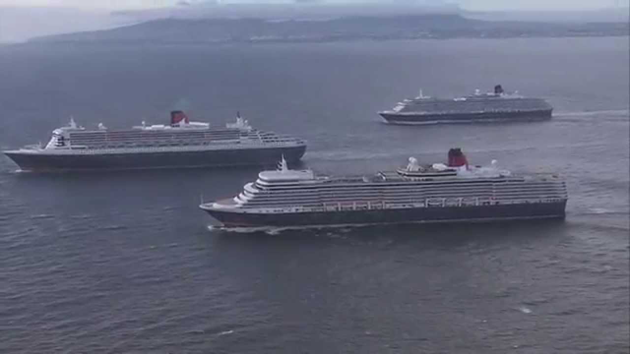 Cunard's 3 Queens arrive in Southampton to celebrate Queen Mary 2's 10th Anniversary