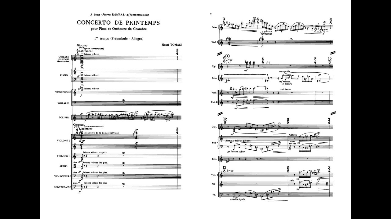 Henri Tomasi - Concerto de printemps for flute and chamber orchestra (with score)