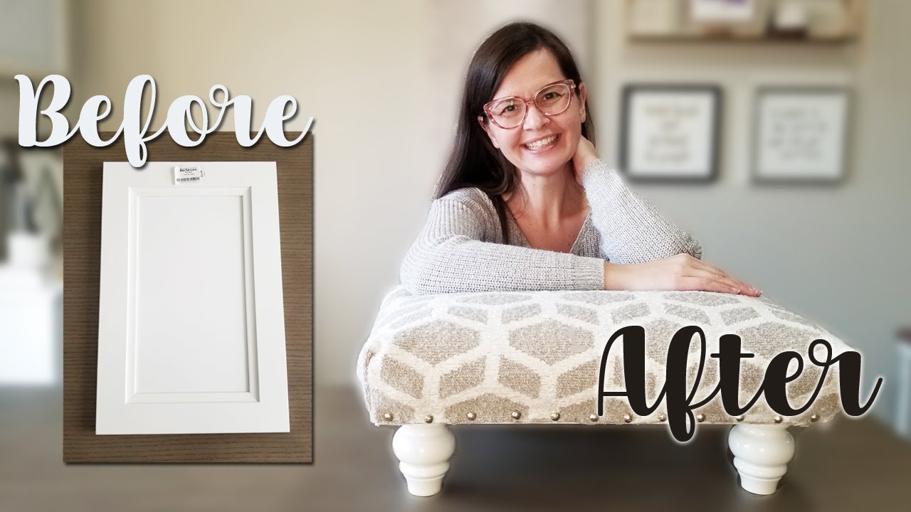 DIY Foot Stool | Upcycling an Old Cabinet Door | Amazon Furniture Feet | Hillman Upholstery Tacks