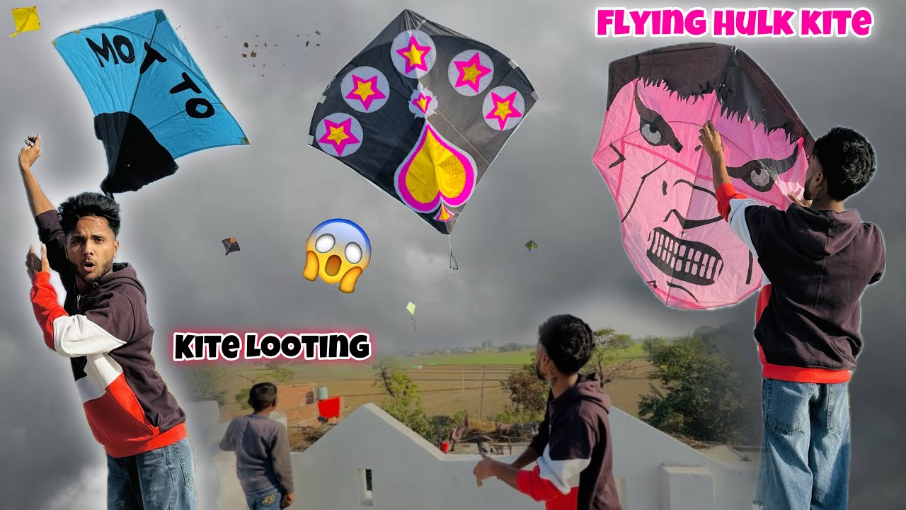 KITE LOOTING W/ CHILDRENS😱 || Flying Hulk Kite😍 || Desi Patangbaazi || Kite Looting Vlog