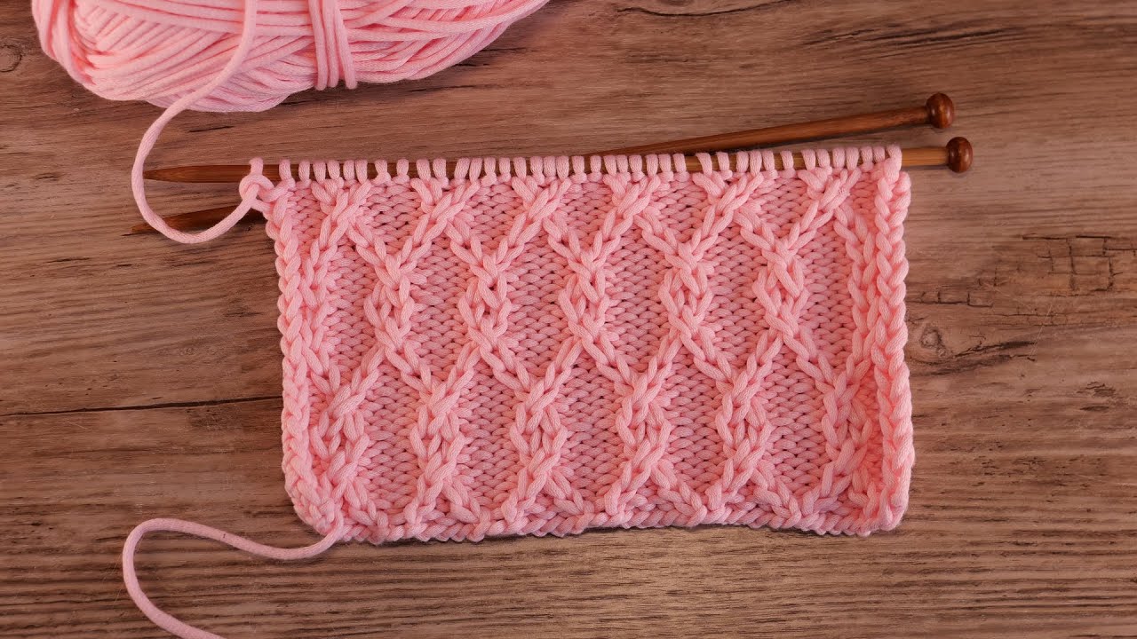 Узор «Interlocking Lattice» со снятыми петлями спицами 💞 Interlocking Lattice knitting pattern