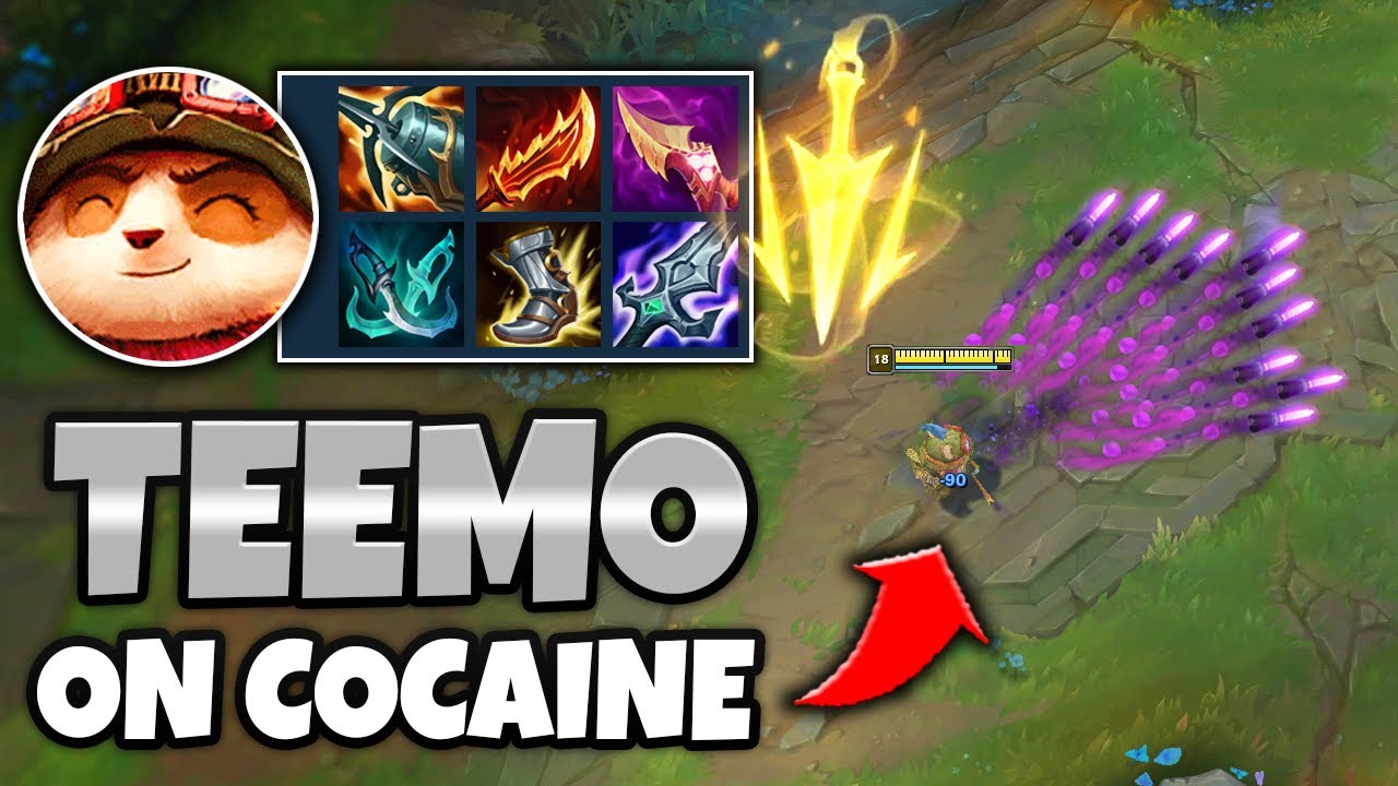 COCAINE TEEMO SPRAYS DARTS LIKE A MACHINE GUN (MAX ATTACK SPEED) - League of Legends