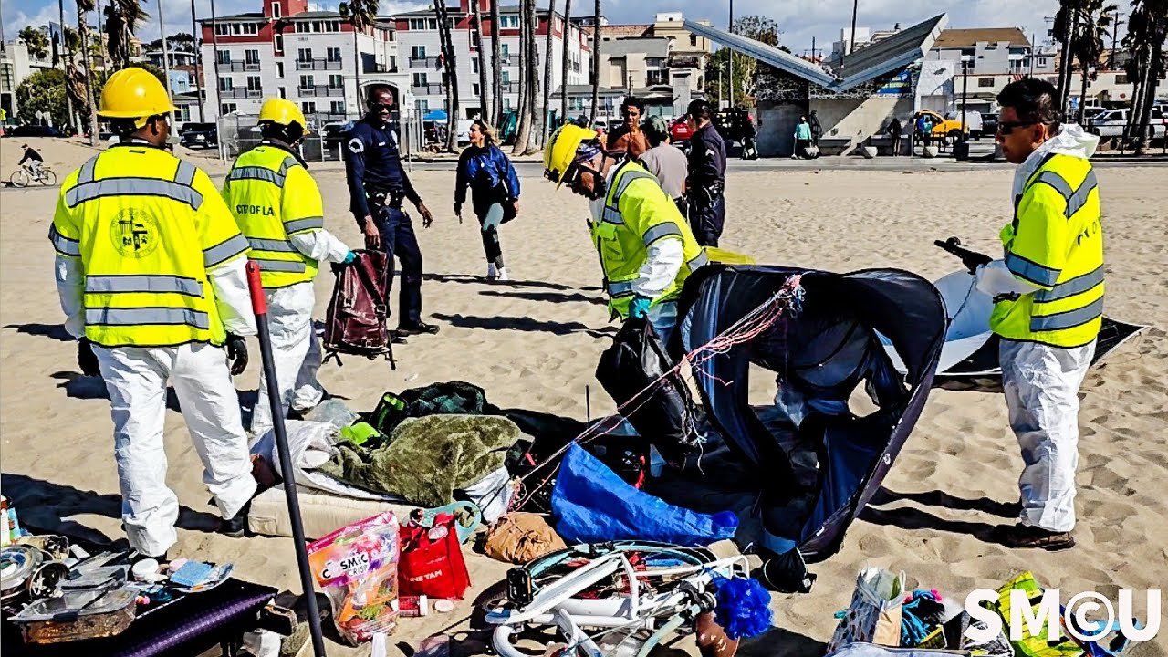 Venice Beach Cleanup: Police and Sanitation Workers Dismantle Homeless Encampment