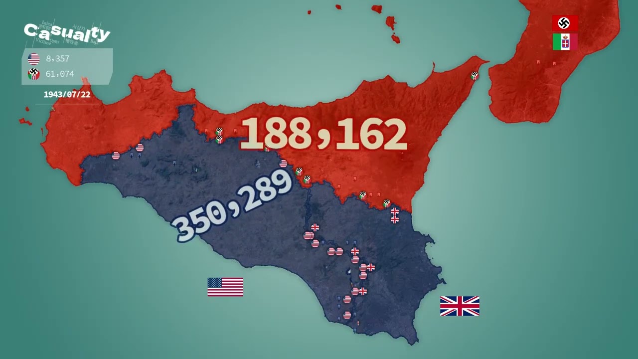 1943 The Allied invasion of Sicily Animated Map: Operation Husky 丨Battle of Sicily