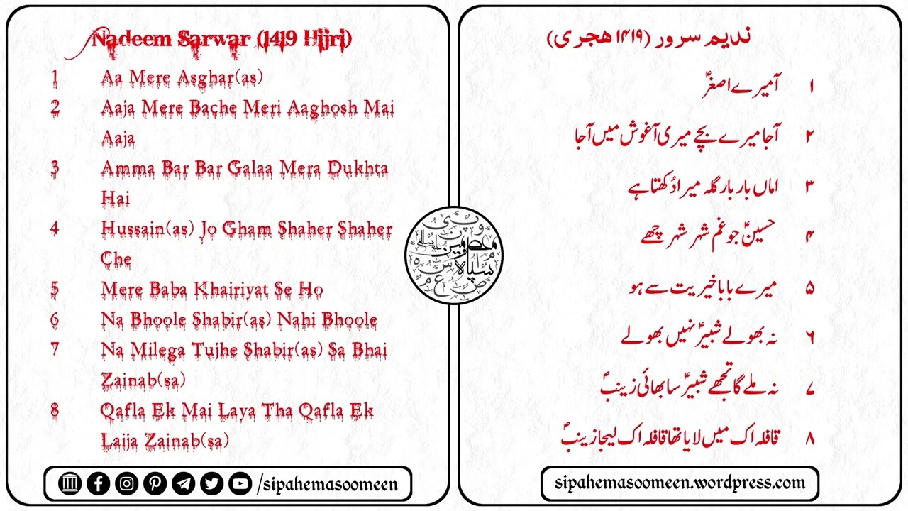 Nadeem Sarwar | Nauhay | 1419 Hijri (ندیم سرور | نوحے | ۱۴۱۹ ھجری)