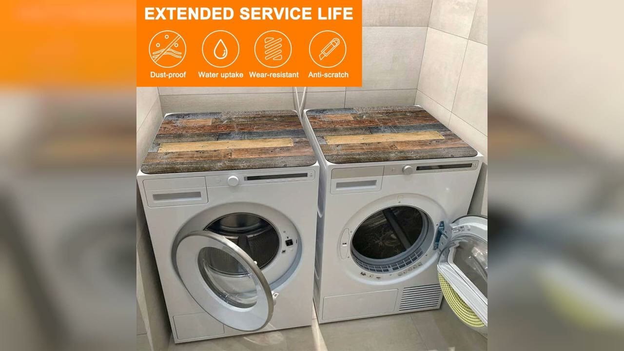 Review: Old Vintage Wood Textured Print Washer and Dryer Covers For The Top,Anti-slip Washing ...