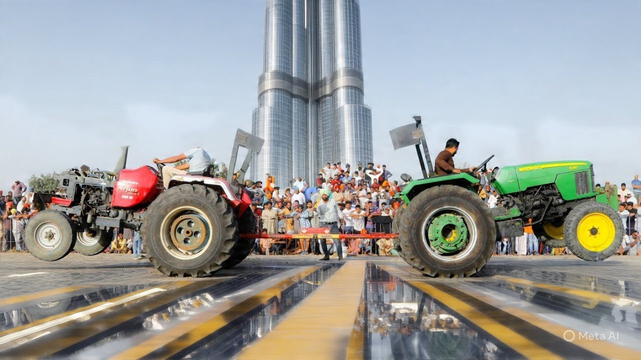 Burj khalifa get new tractor racing - Pakistan India tractor racing