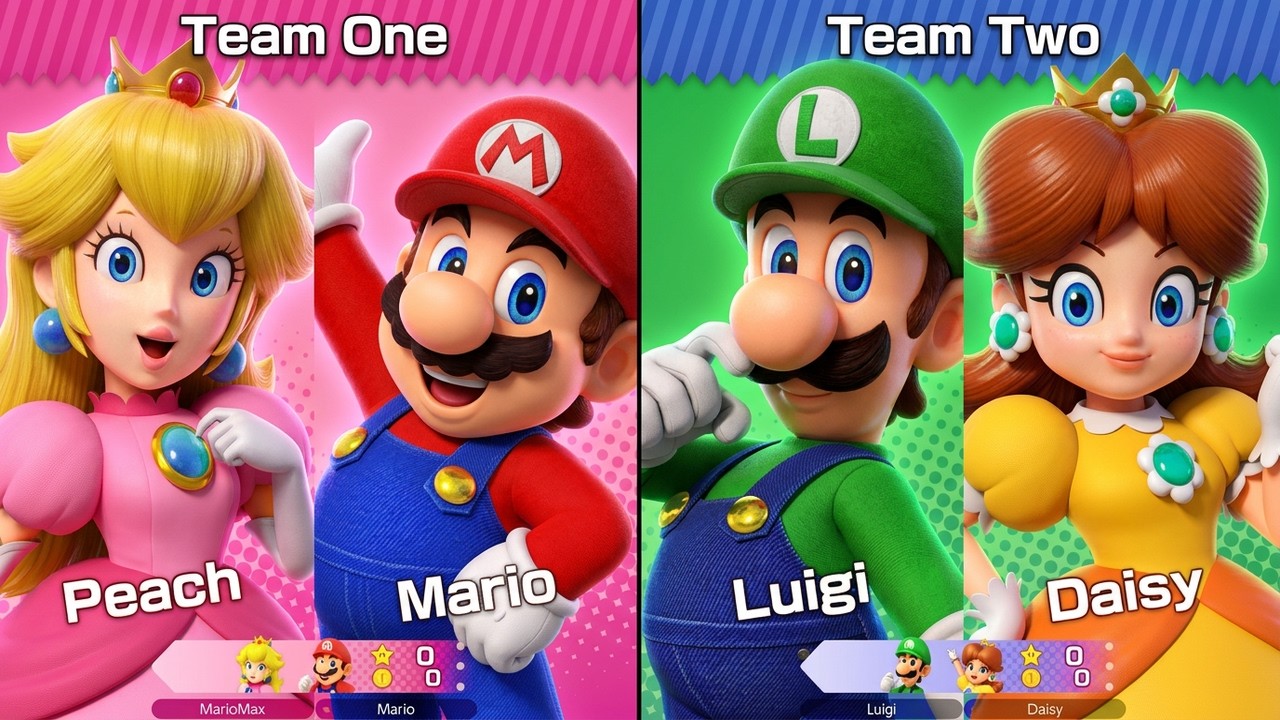 Super Mario Party Jamboree - Mario & Peach vs. Luigi & Daisy (Goomba Lagoon)