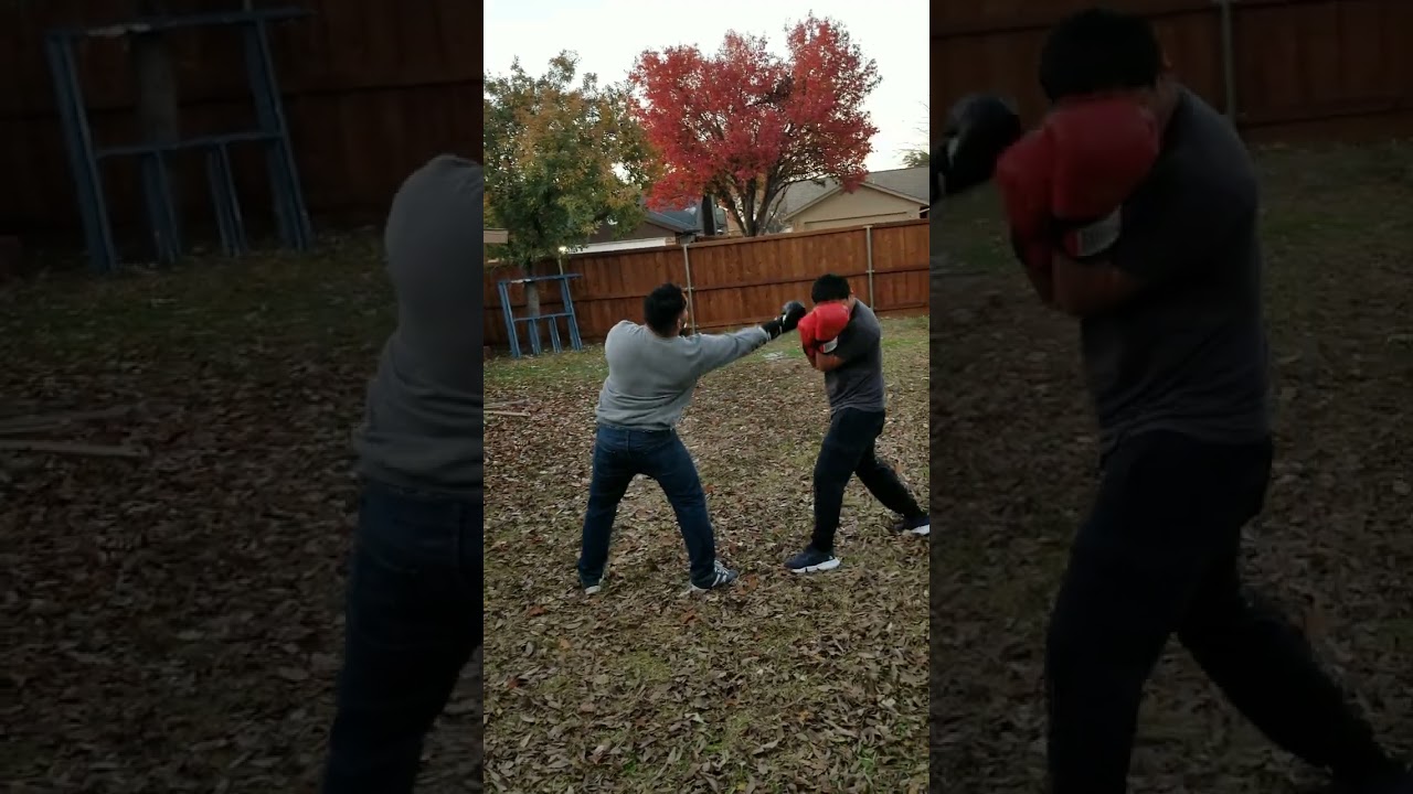 Light sparring. How we do in dtown. Texas baby.  Backyard boxing.  Iron sharpens iron