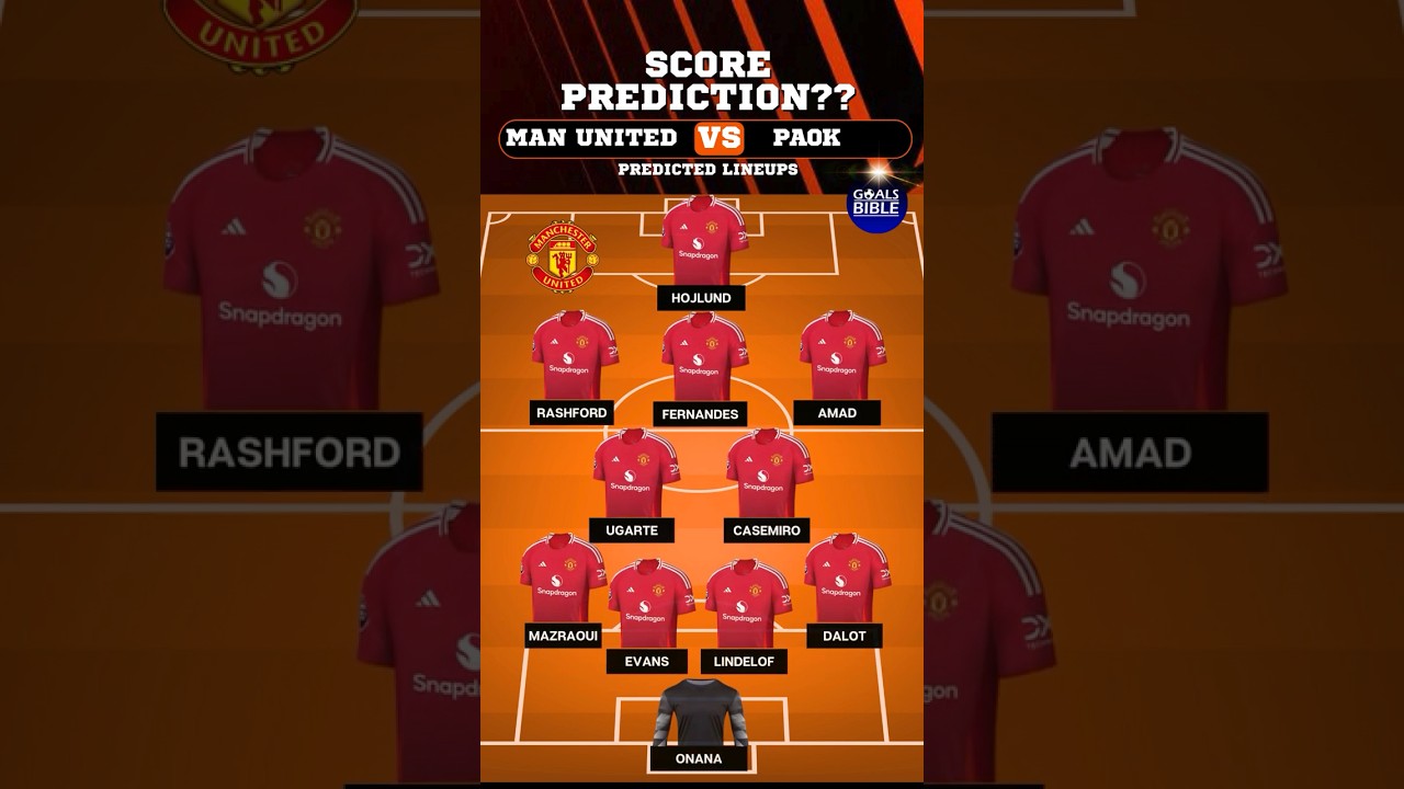 MANCHESTER UNITED vs PAOK FC Lineups & Starting XI🔴⚪ #europaleague