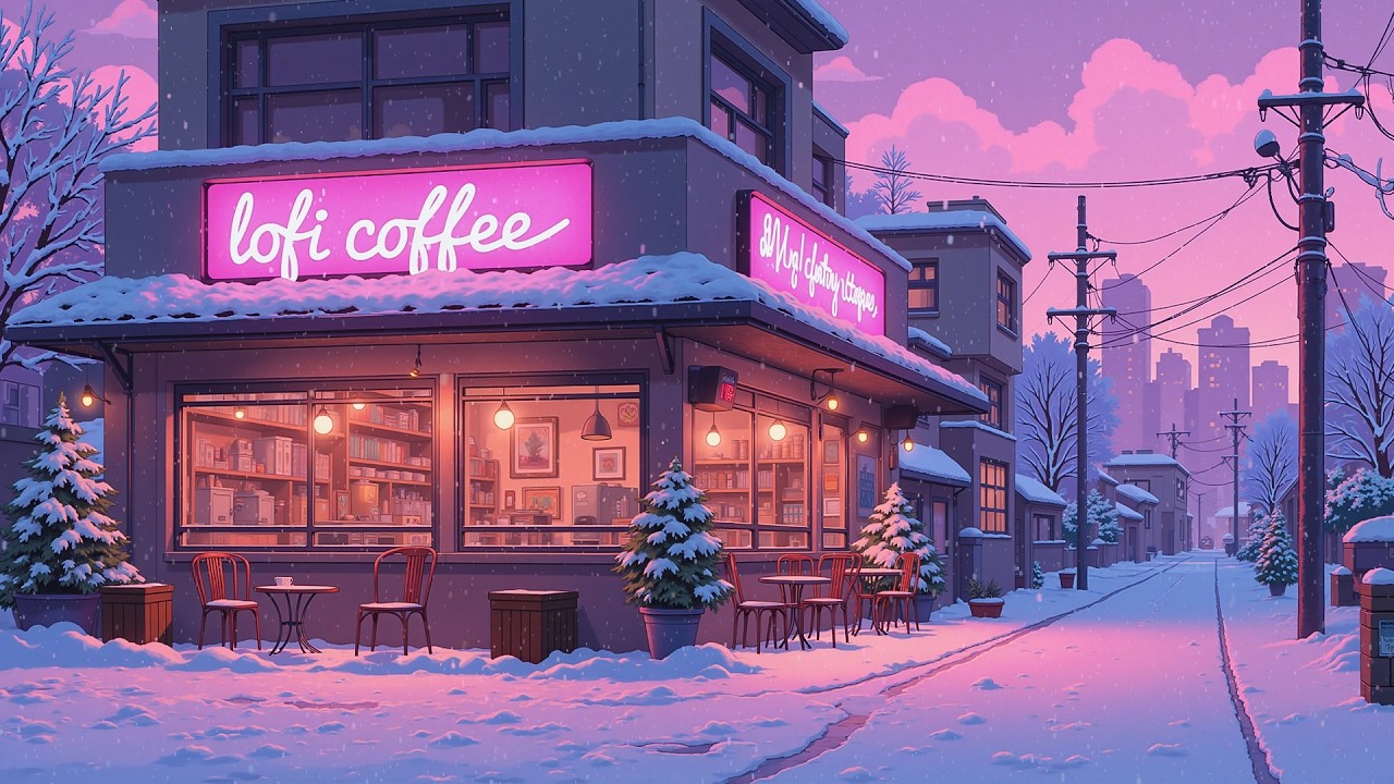 Quiet Snowy Coffee Shop ❄️ Lofi Corner Café at Winter Dusk ☕ Soft Beats for Study & Relax.