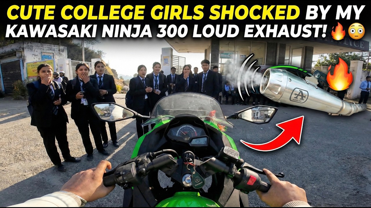 Kawasaki Ninja 300 LOUD Arrow Exhaust Reaction! College Girls Went Crazy! 😱🔥