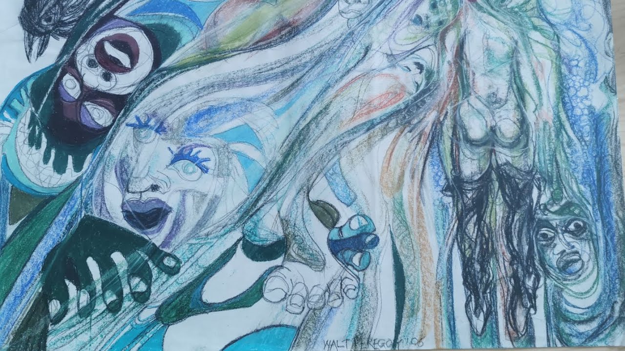 Walt peregoy 06作品,手繪速寫illustration 多方位強烈視覺效果, 典型迪迪尼效果. Size 24x18 inch 61x46cm.