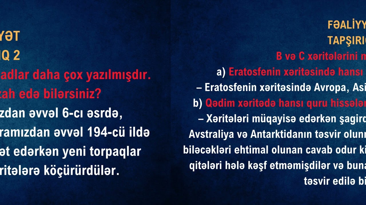 Coğrafiya 6-ci sinif səh 40,41(1-ci hissə)