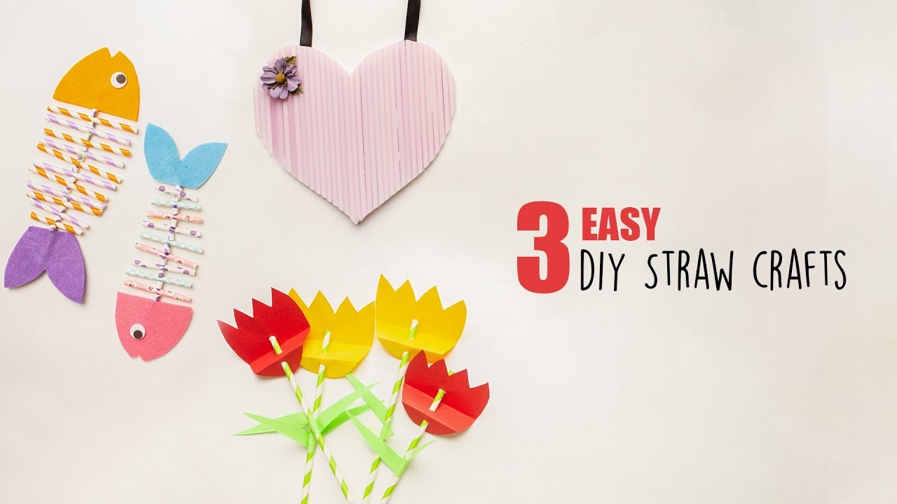 3 Easy DIY Straw Craft Ideas | Straw Art | Best out of Waste