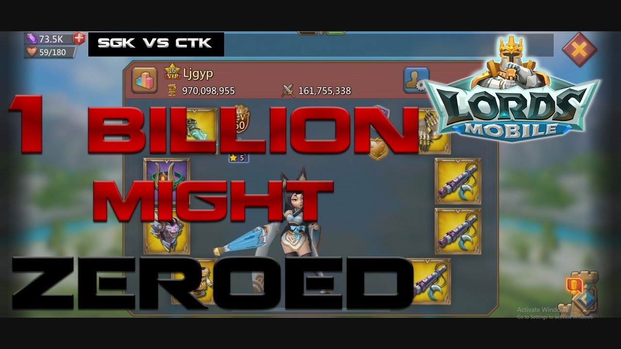 1 BILLION MIGHT PLAYER FROM CTK GOT  ZEROED   - Lords Mobile