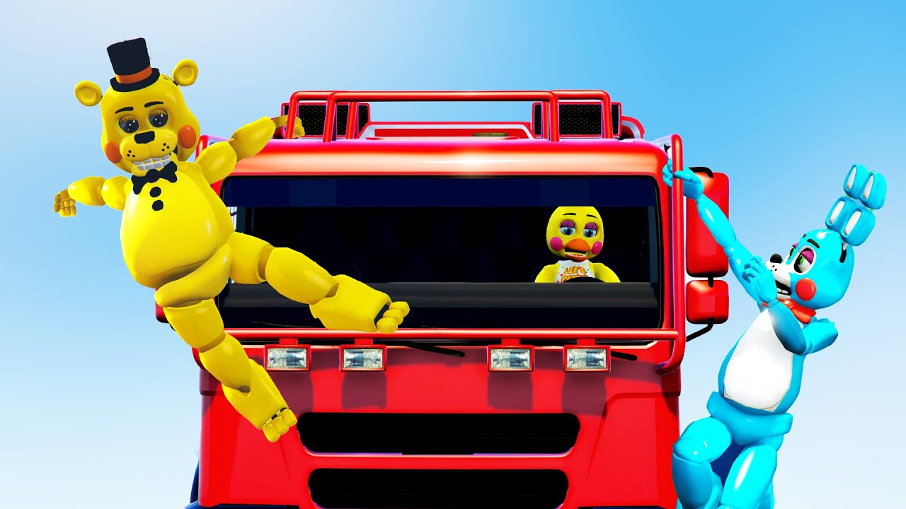 GTA 5 Crazy Chica FNAF vs Freddy, Golden Freddy, Bonnie, Foxy [GTA 5 Ragdolls]