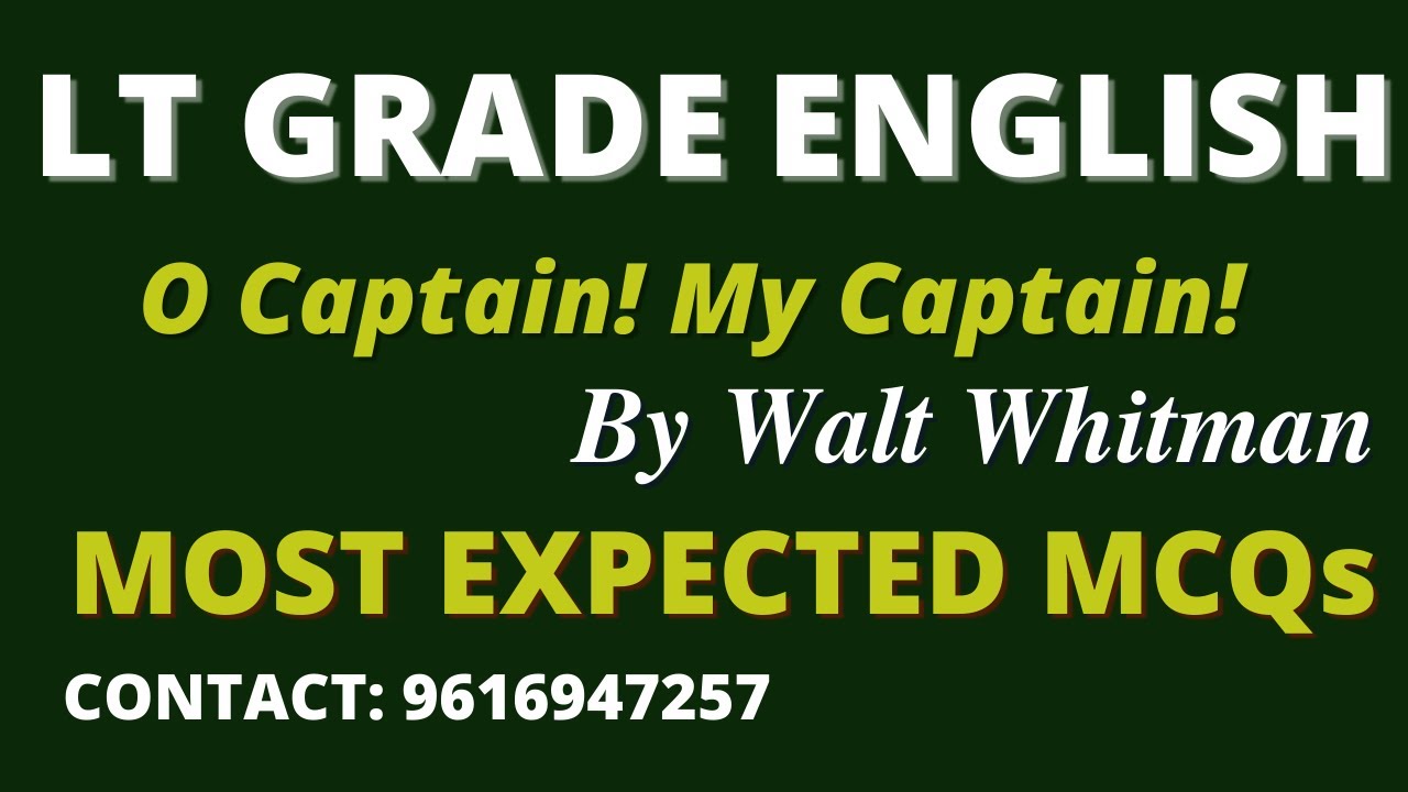 Walt Whitman II O Captain ! My Captain ! II Most Important MCQs  II Uday Sir