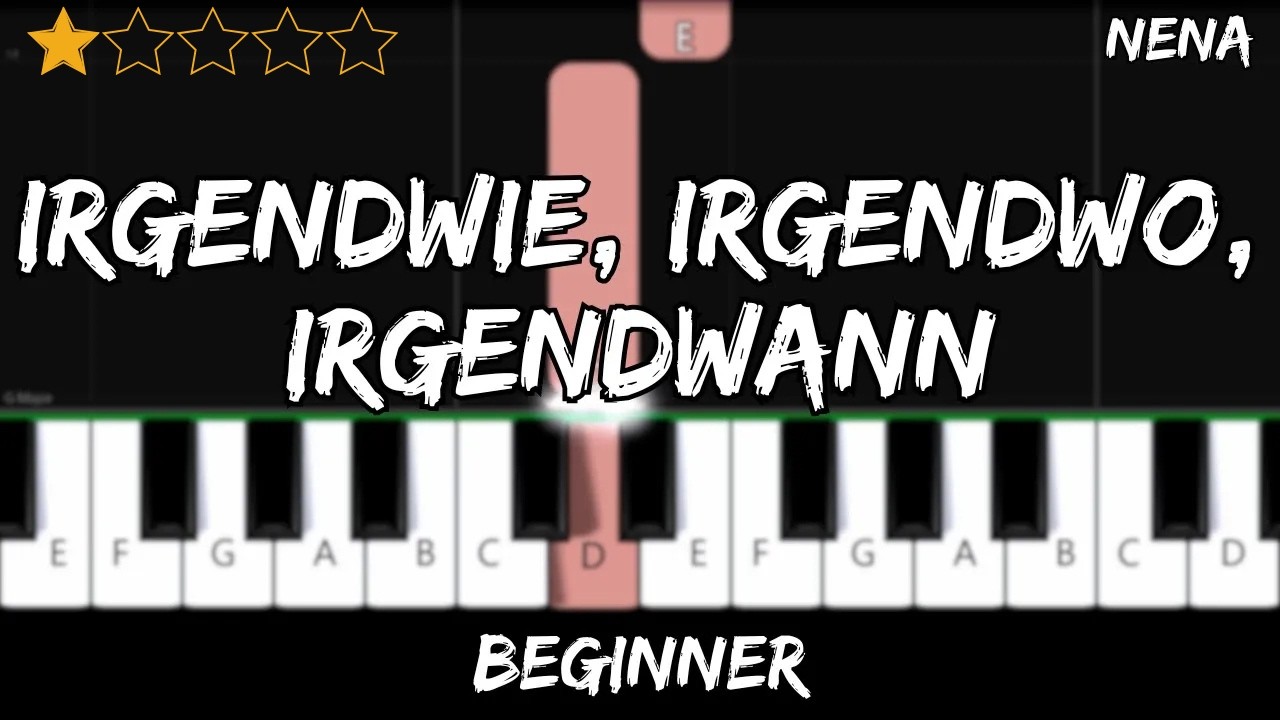Nena - Irgendwie, irgendwo, irgendwann - Easy Beginner Piano Tutorial - For 1 Hand