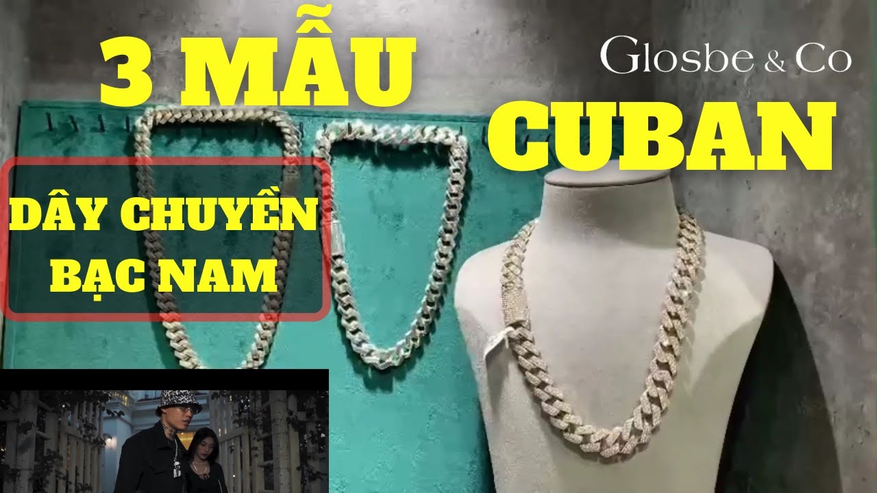Dây chuyền hiphop - Dây chuyền Cuban - Dây bạc đá CZ sợi to sợi nhỏ (Cubic Zirconia) Glosbe Jewelry