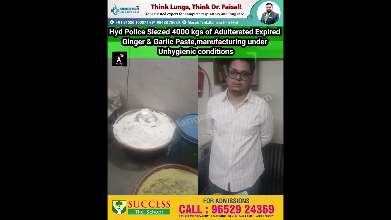 Hyd Police Siezed 4000 kgs of Adulterated, Expired Ginger & Garlic Paste 