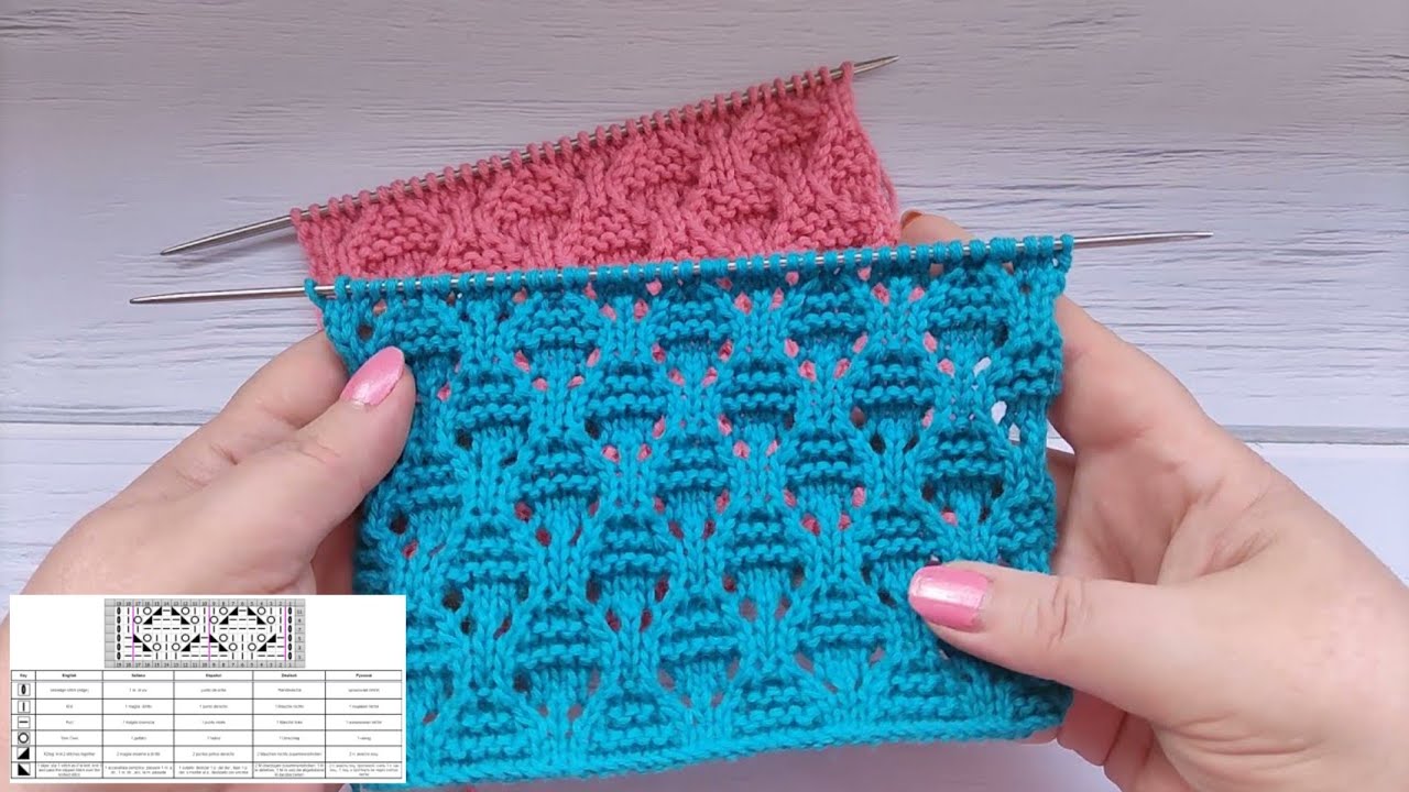 Lace Diamond Stitch Pattern | Ajour-Rautenmuster stricken | Punto Rombi | Punto Rombo calado