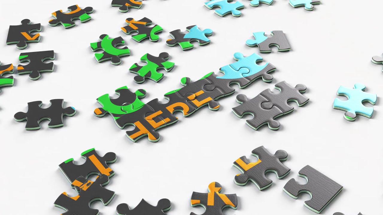 Jigsaw puzzle transformation logo animation youtube intro outro ( ID-0343 )