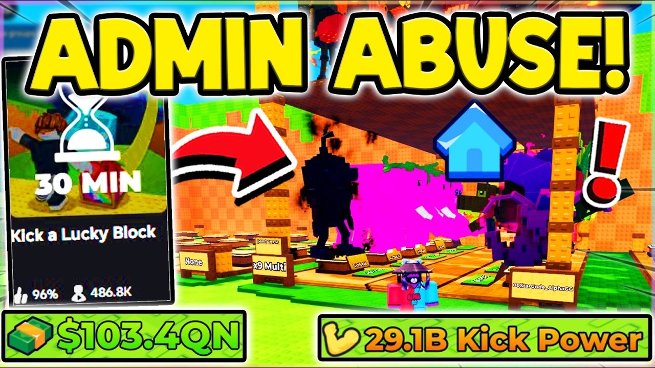 (🔴LIVE) 🍀ADMIN ABUSE🍀 KICK A LUCKY BLOCK HUGE UPDATE!! (Roblox)
