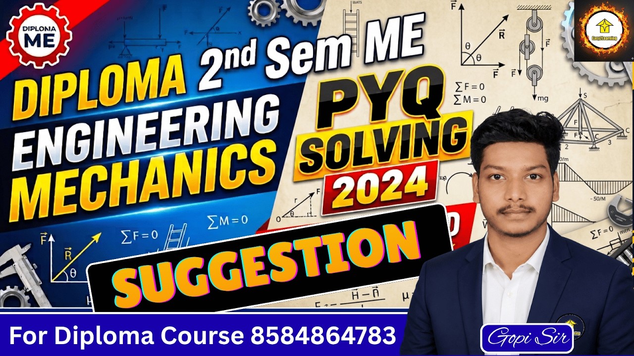 📌Previous Year Question 2024 Solving Engineering Mechanics for Diploma 2nd Sem | By Gopi Sir⚡