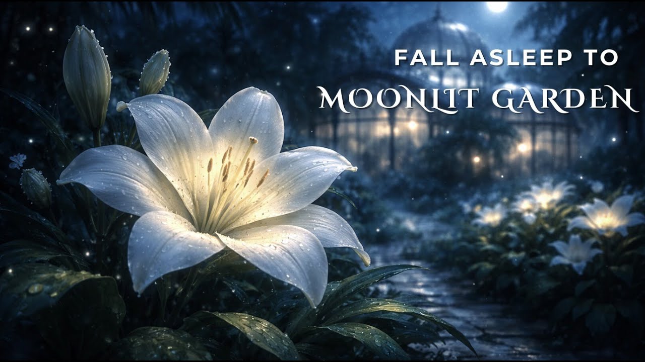 Fall Asleep in a Moonlit Botanical Garden 🌙 Night Nature Sounds for Deep Sleep (8 Hours)
