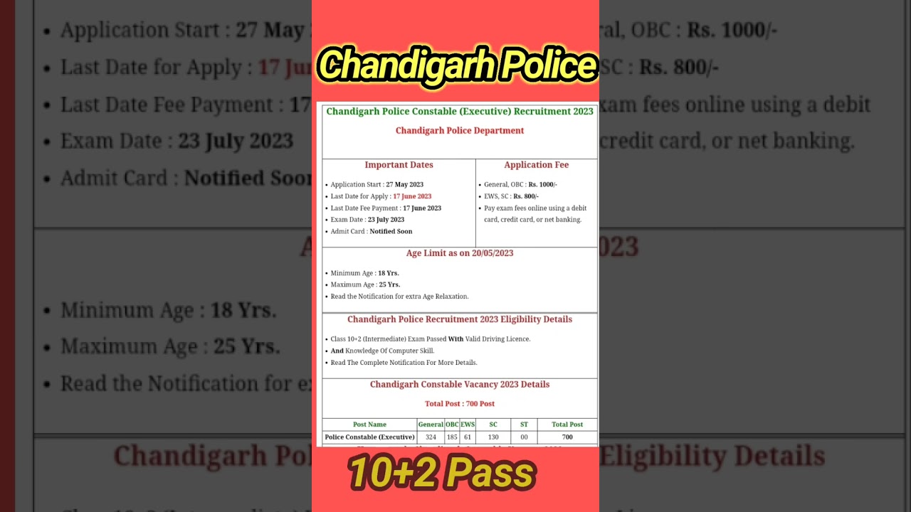 Chandigarh Police vacancy 2023 || Chandigarh Police requirements|| New vacancy 2023 @srkitech.